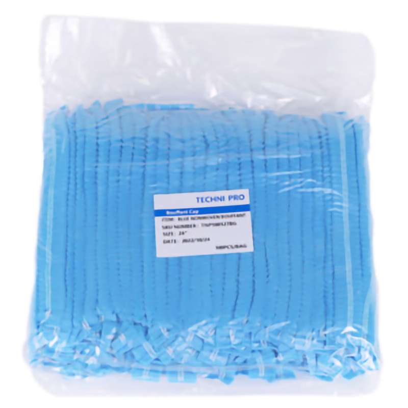 Bouffant Cap, Non-Woven, Blue, 24", 100 Pcs.